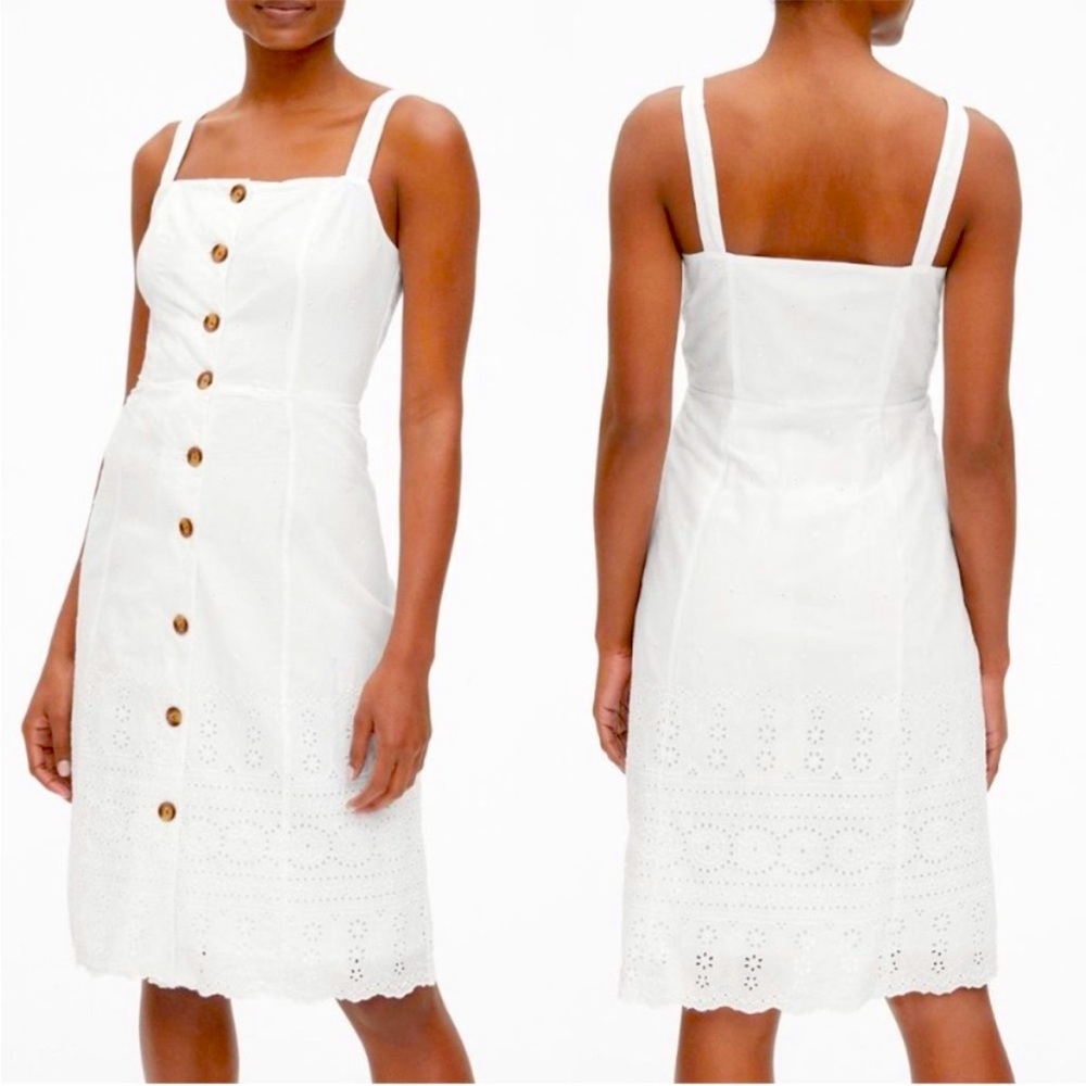 GAP White Eyelet Button Midi Dress